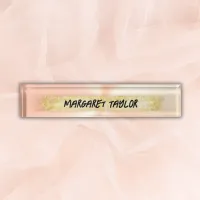 Monogrammed Peach and Gold Business | Desk Name Plate