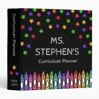 Black Pastels Crayons Curriculum Teacher Planner 3 Ring Binder