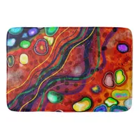 Red, Blue, Copper, Purple, Green Abstract  Bath Mat