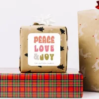 Colorful Retro Groovy Peace Love Joy Holiday Square Sticker