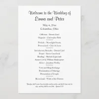 Card/Downloadable Simple One-Sided Wedding Program