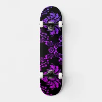 Blue & Pink Pattern on Black | Skateboard