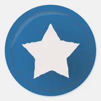 Distressed White Star on Blue 4th of July Classic Round Sticker