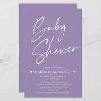 Budget Lavender Purple Simple Script Baby Shower