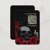 Black Creepy Gothic Wedding with Red Rose Enclosure Card