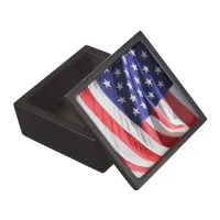 American Flag in the Wind Waving Banner Gift Box