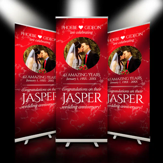 Elegant 42nd Jasper Wedding Anniversary Retractable Banner