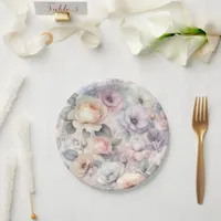 Elegant Rose Blossoms Paper Plates