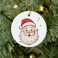 Vintage Style Santa Claus Face Christmas Comic Ceramic Ornament