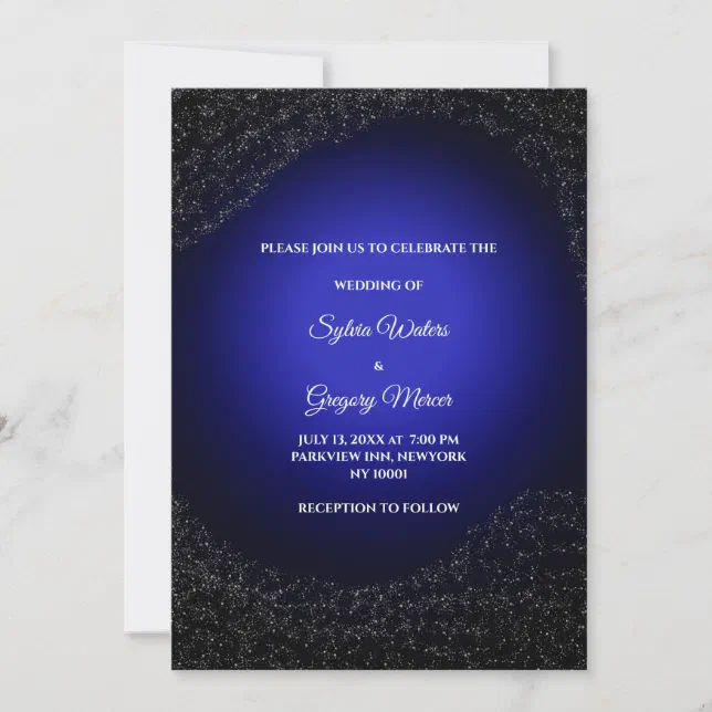Celestial wedding Full Moon & Stars Midnight blue  Invitation