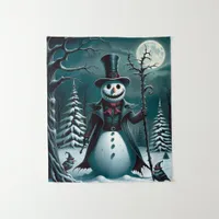 A Creepy Snowman Tapestry