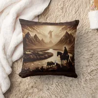 Jesus Appears Above Mountains at Sunrise Throw Pillow