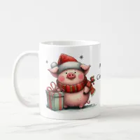 Cute Christmas Pig in a Santa Hat Coffee Mug