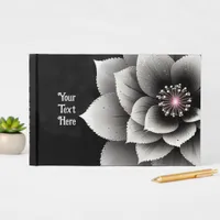 Timeless Elegance: Black & Silver Blossom Wedding  Guest Book