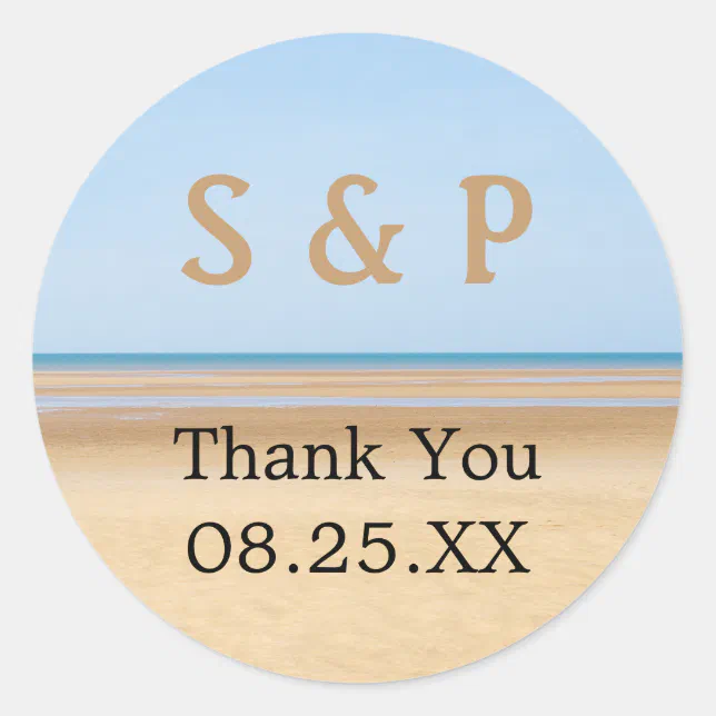 Beach Wedding Favor Thank You Personalized Sticker