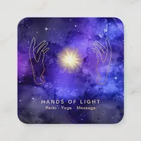 *~* Healing Light Hands  Stars Universe Cosmic Square Business Card