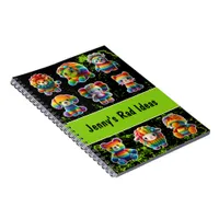 Rainbow Animals Bright Retro 1980s Green Accents Notebook