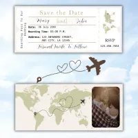 Boarding Pass Save The Date Ticket Boho Invitation