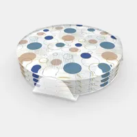 Sand and Blue Beach Color Dots Coaster Set