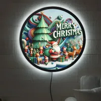 Festive winter wonderland with Santa and reindeer LED Sign