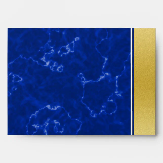 Elegant Graduation Monogram Blue Marble Gold Foil Envelope