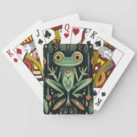 Geometric Green  Frog Illustration Poker Cards