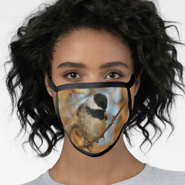 Cute Hopeful Black-Capped Chickadee Songbird Face Mask