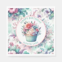 Pink and Teal Shabby Chic Floral Party Napkins