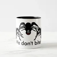 Funny Cartoon Black Spider Halloween Black Widow Two-Tone Coffee Mug