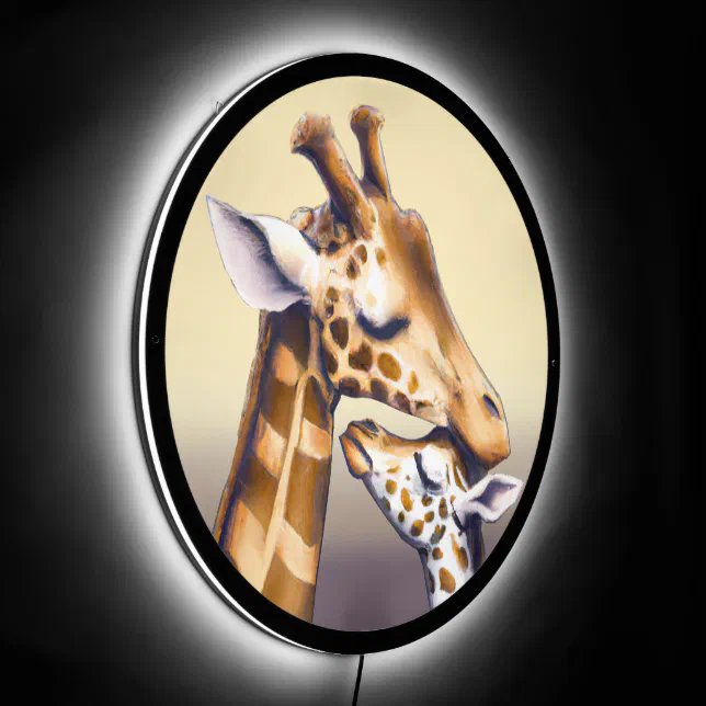 Touching Moment Between Mother Giraffe & Calf LED Sign