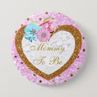 Pink and Gold Mommy to Be Baby Shower Button