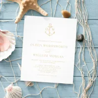 Budget Nautical Anchor Wedding Invitation Beige  Flyer