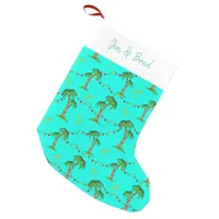 Christmas Tropical Palm Trees and Fairy Lights Small Christmas Stocking