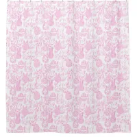 Pink and White Easter Bunnies and Eggs Shower Curtain