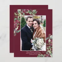 BUDGET Burgundy Greenery Christmas Photo Card