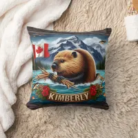 Canadian Beaver With Flag Near Kimberly Throw Pillow