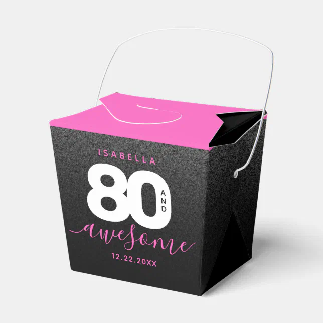 Modern Girly Hot Pink 80 and Awesome Favor Boxes