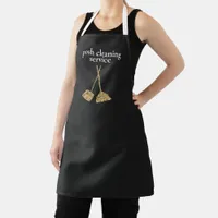 Custom Cleaning Service Name Black & Gold Glitter Apron