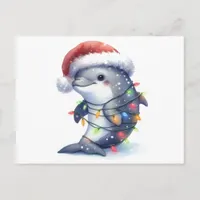 Adorable Cute Christmas Dolphin Postcard