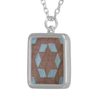 Quilt Pattern - Castle Quilt Block Silver Plated Necklace