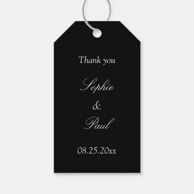 Black Wedding Favor Thank You Gift Tags