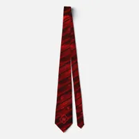 Unique Modern Red Black Stripe Monogram Neck Tie