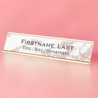 Elegant Rose Gold + White Marble Custom Door or Desk Name Plate