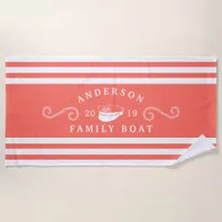 Coral Nautical Family Boat Boating Captain Beach Towel