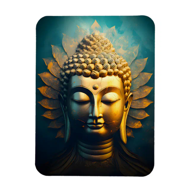 Peaceful Buddha Face Gold Art Antique Poster Magnet