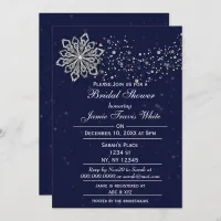 Blue and Silver Snowflake Winter Bridal shower Invitation