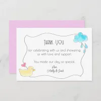 Baby Shower Cute Gender Neutral Purple Cloud Duck Thank You Card