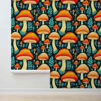 Vintage Mushrooms in Retro Color Wallpaper