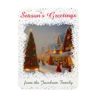 Chintzy Christmas Tree Village Seasonal Greetings Magnet