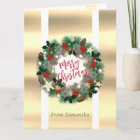 Luxurious Christmas wreath personalizable Card